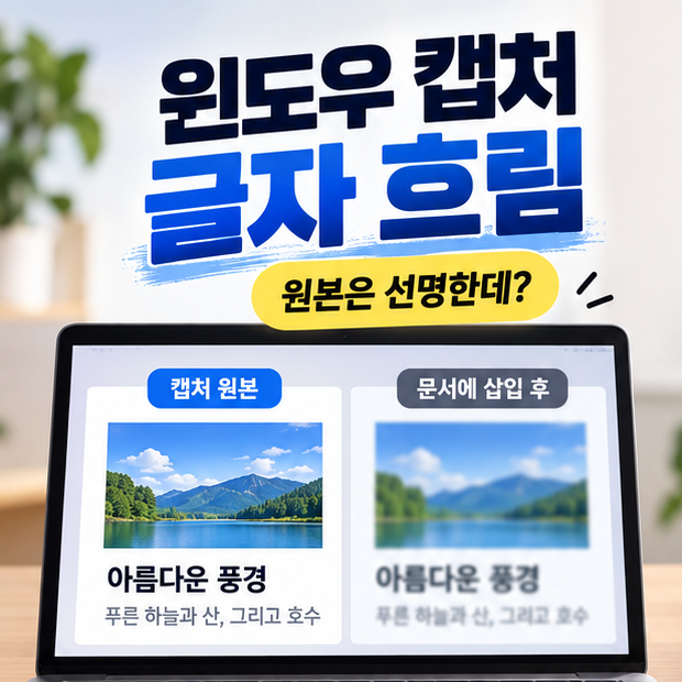 윈도우 캡처 글자 흐림, 원본은 선명한데 문서에 넣으면 왜 흐릴까