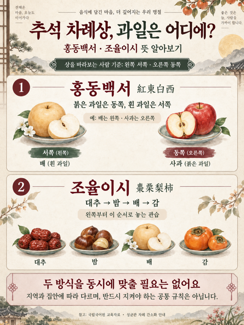 매년 헷갈리는 추석 차례상! 음식 위치부터 생선 머리 방향까지