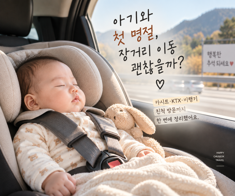 아기와 첫 추석 장거리 이동 괜찮을까? 카시트 몇 시간? 차량·KTX·비행기·친척 방문 총정리