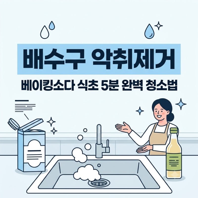 싱크대 배수구 악취 제거 베이킹소다 식초 청소 방법