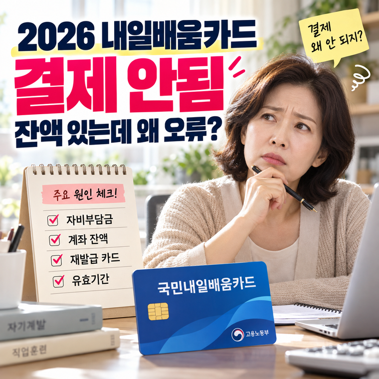 2026 내일배움카드 결제 안될 때 해결방법, 잔액 있는데 학원에서 오류 나는 이유