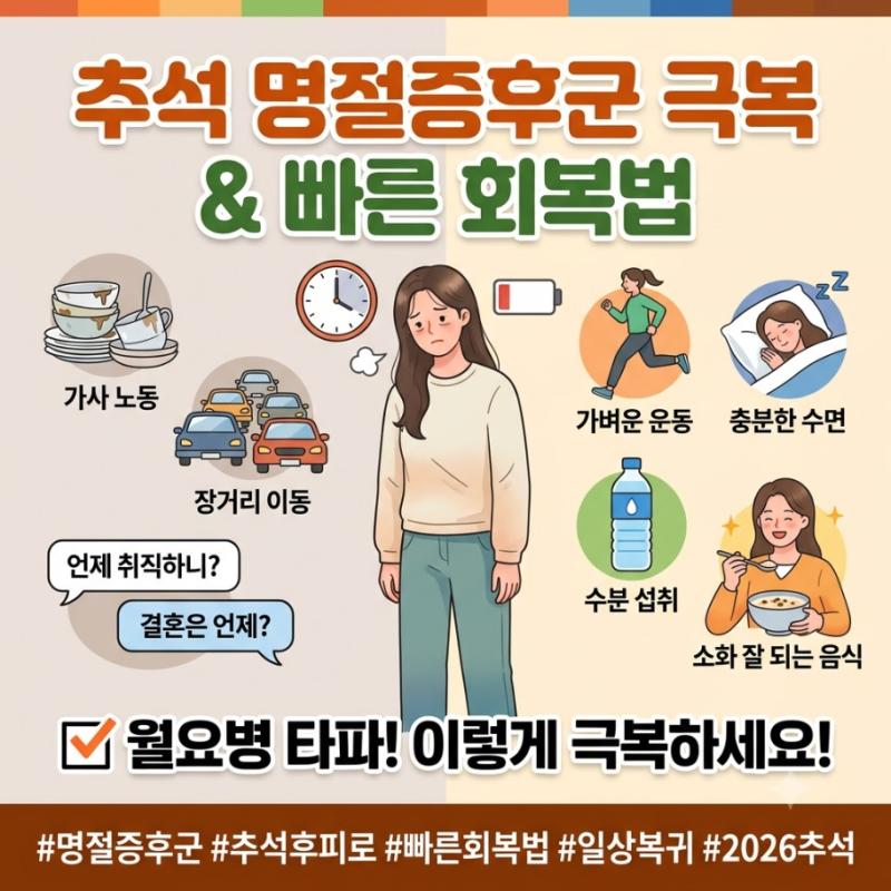 추석 끝나고 왜 이렇게 더 피곤할까요? 명절증후군 증상과 빠른 회복법