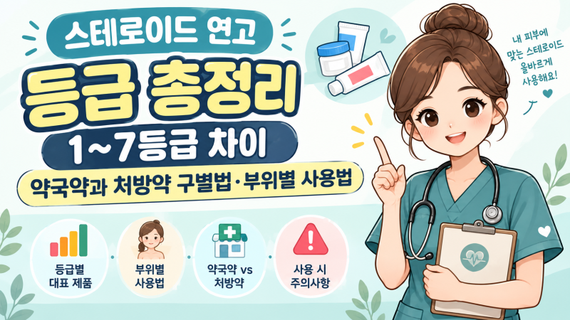 스테로이드 연고 등급 총정리｜1~7등급 차이, 약국약과 처방약 구별법·부위별 사용법
