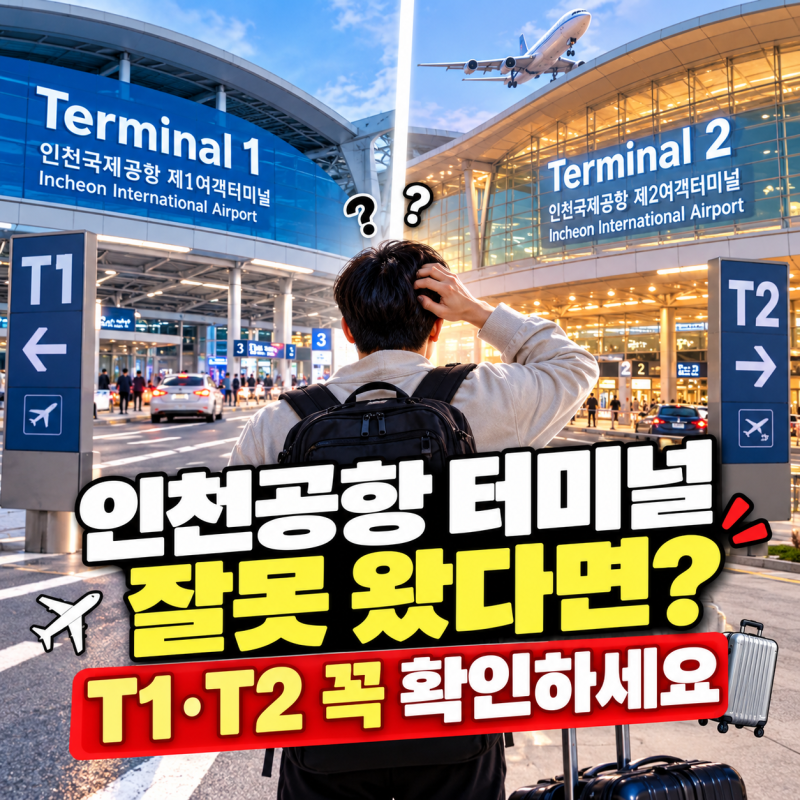 공항까지 왔는데 터미널이 다르다고? 인천공항 T1 T2 이동방법 이것부터 확인하세요