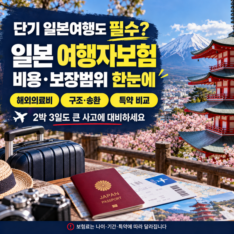 '단기 일본여행도 필수?' 일본여행자보험 추천 비용 보장범위 한눈에
