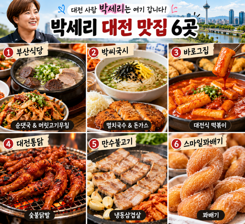 “대전 사람 박세리는 여기 갑니다” 방송에 나온 박세리 대전 찐맛집 6곳 총정리