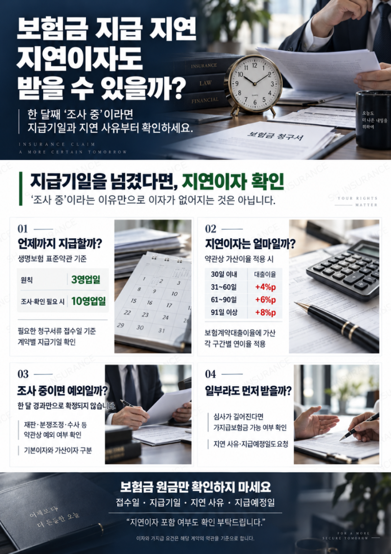 보험금 한 달째 ‘조사 중’… 지연이자도 받을 수 있을까?