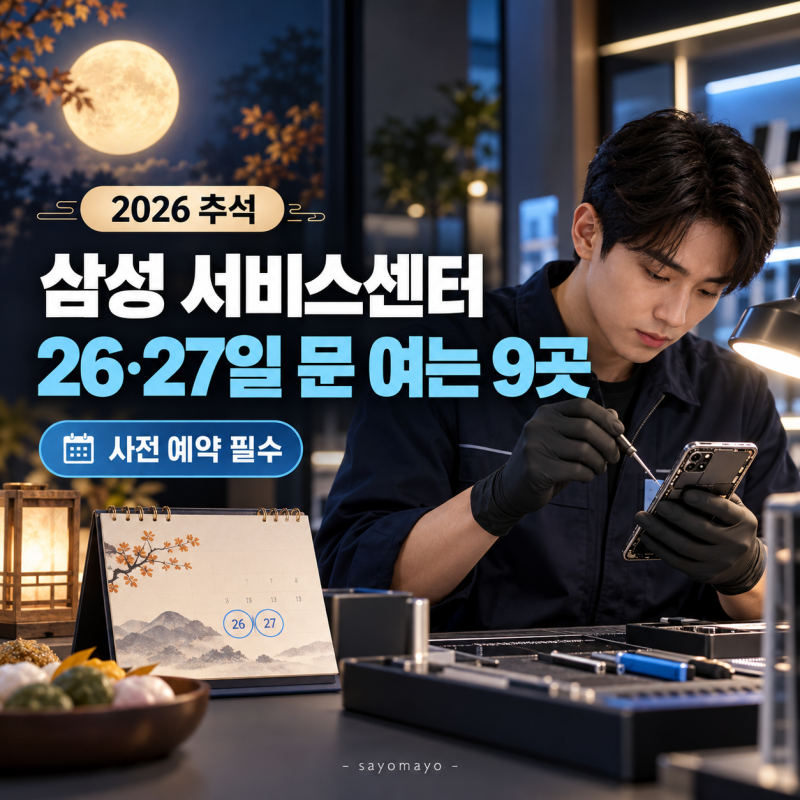 2026 추석 삼성 서비스센터 영업시간, 26·27일 문 여는 9곳과 예약 방법