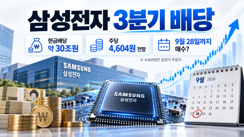삼성전자 3분기 배당 약 30조원｜주당 4,604원 전망, 9월 28일까지 사야 하나