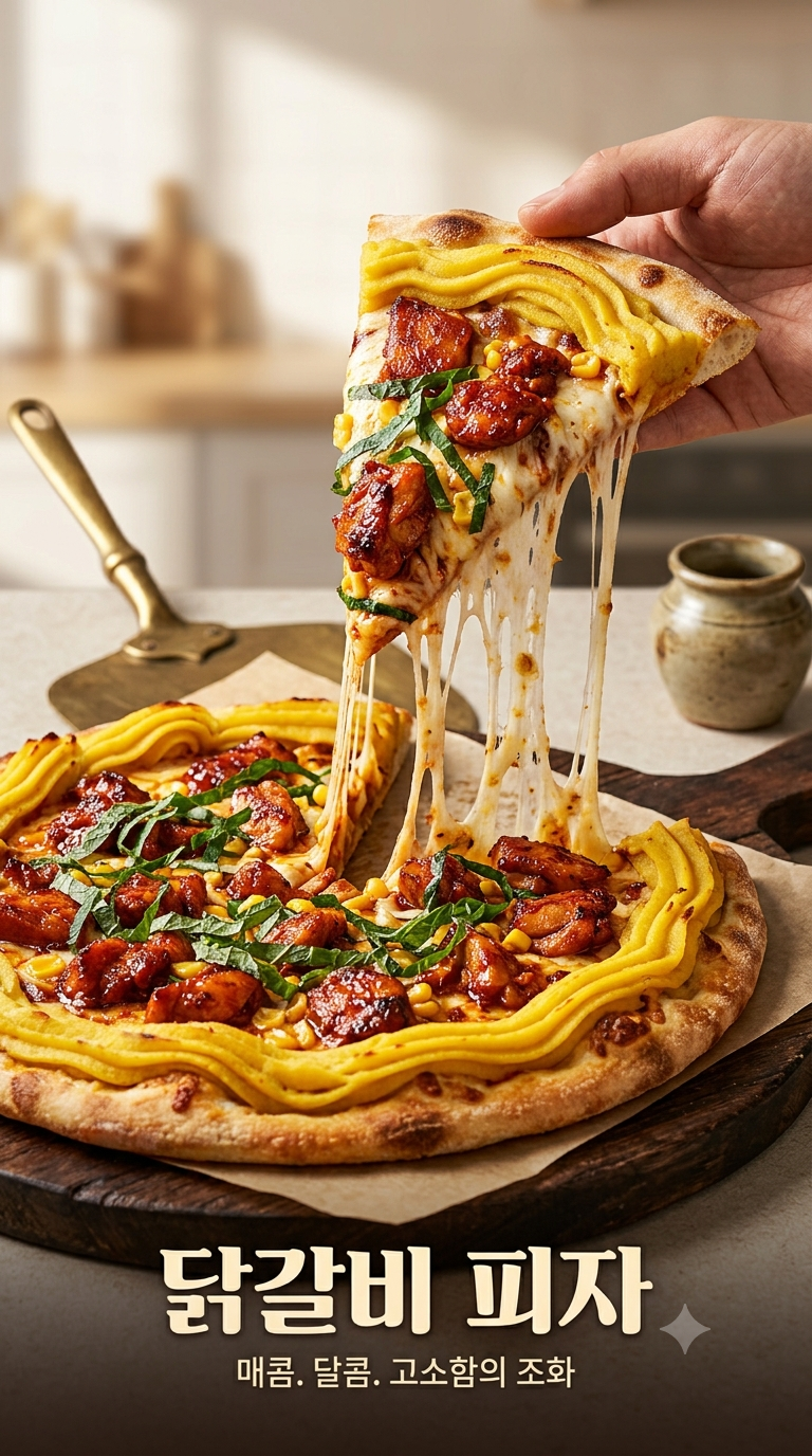 [요리레시피] 닭갈비 피자 만들기｜매콤한 닭갈비와 고소한 모차렐라, 달콤한 고구마 무스가....