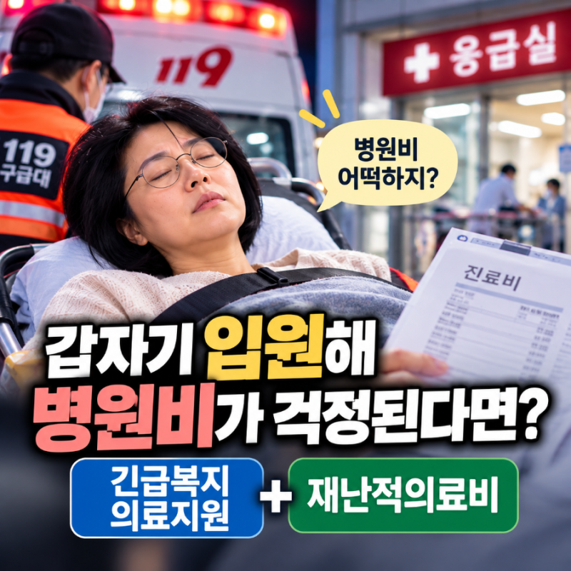 갑자기 입원해 병원비가 걱정된다면? 긴급복지 의료지원·재난적의료비