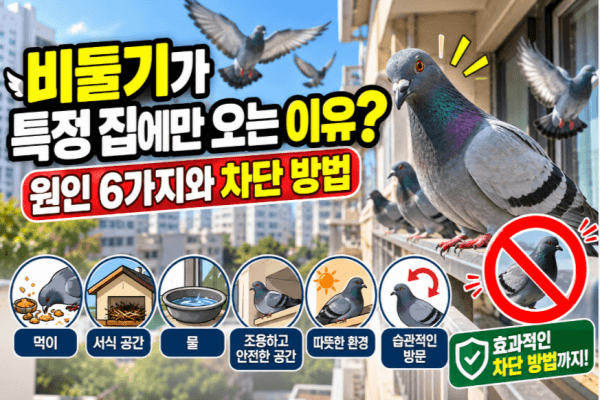 안산시흥군포의왕수원인천서울아파트비둘기퇴치, 비둘기가 특정 집에만 오는 이유, 원인 6....