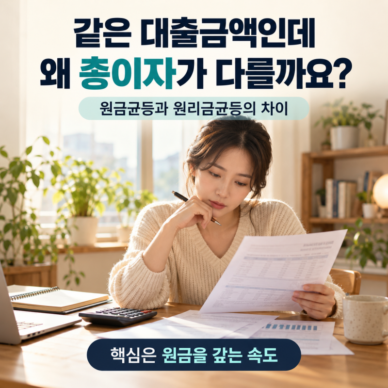 같은 1억인데 이자가 133만 원 차이? 원금균등이 적게 나오는 이유