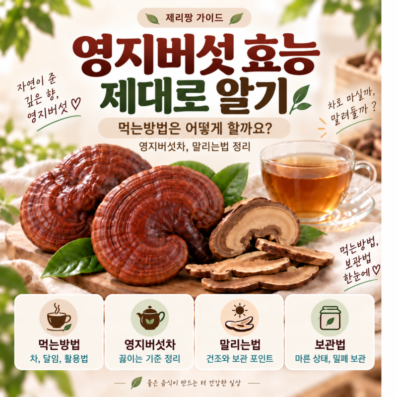 영지버섯 효능 제대로 알기: 먹는방법은 어떻게 할까요? 영지버섯차·말리는법 정리