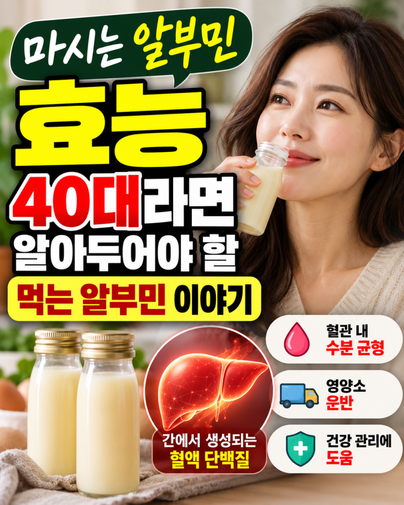 마시는 알부민 효능 40대라면 이건 꼭 알고 먹어야해요.