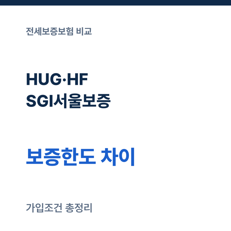 전세보증보험 가입조건 비교, HUG·HF·SGI서울보증 보증한도 차이