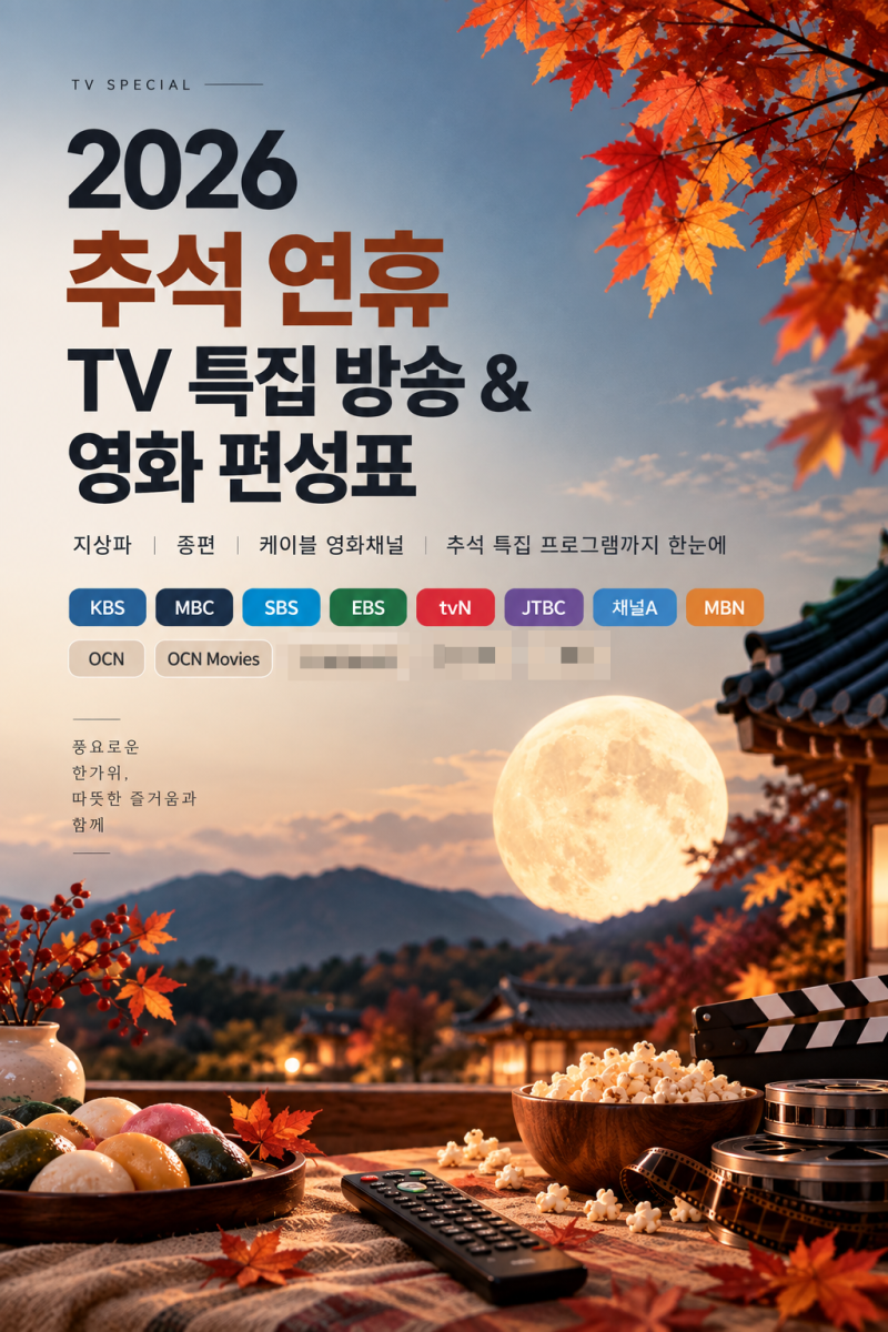 2026년 추석 연휴 볼거리 특선 영화 방송 편성표 총정리