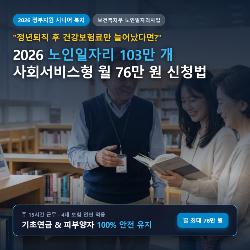 "정년퇴직 후 집에서 쉬다 건강보험료만 늘어났다면?" 2026 노인일자리 103만 개 확대와 공익형....