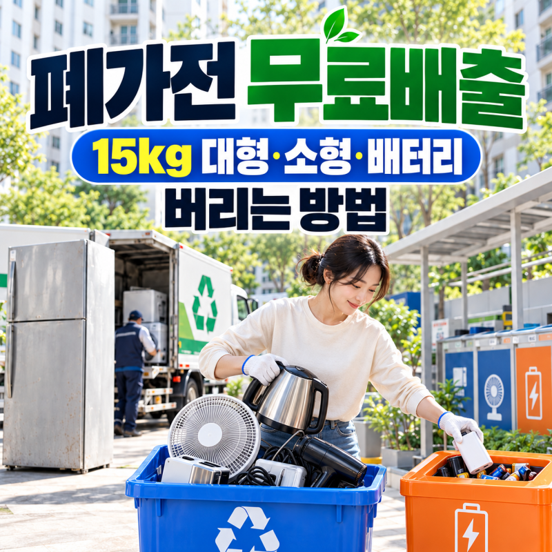 폐가전 무료배출 총정리｜15kg 대형·소형·배터리 버리는 방법