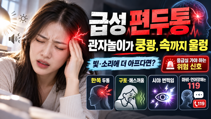 관자놀이가 쿵쾅거리며 울렁거린다면? 급성 편두통 초기증상 & 응급실 이송 기준 및 응급처....