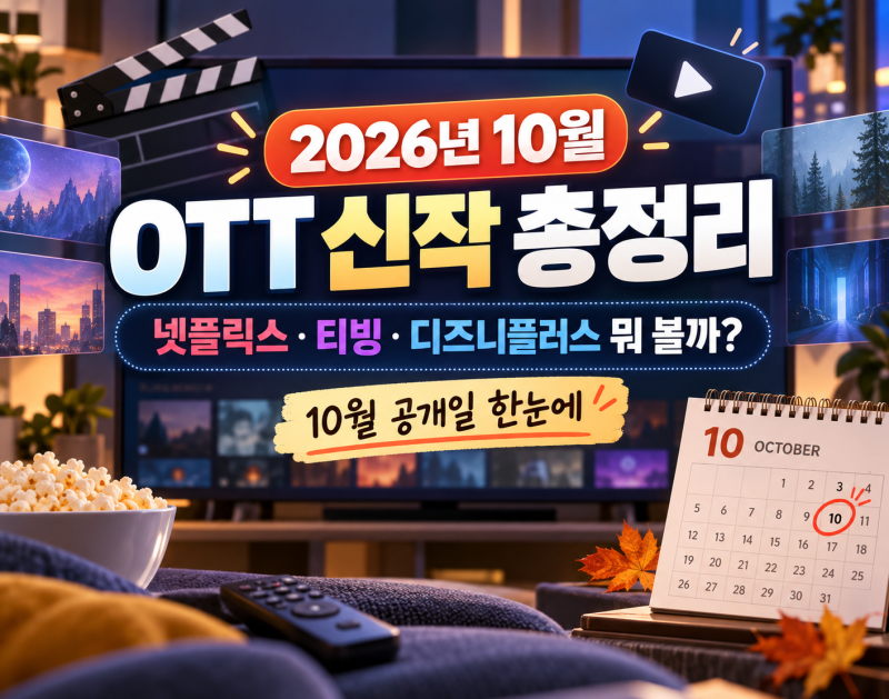 2026년 10월 OTT 신작 총정리｜넷플릭스·티빙·디즈니플러스 뭐 볼까?