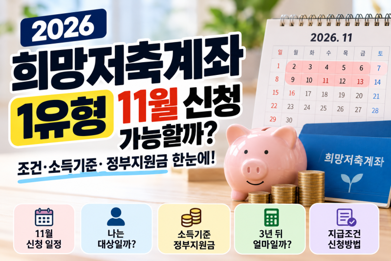 2026 희망저축계좌 1유형 11월 신청 가능할까?｜조건·소득기준·정부지원금