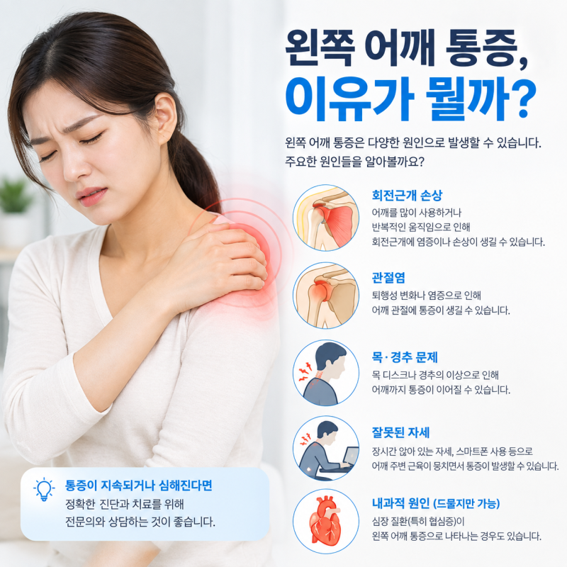 찌릿한 왼쪽 어깨 통증 단순 근육통일까? 원인 질환부터 구분법까지 총정리