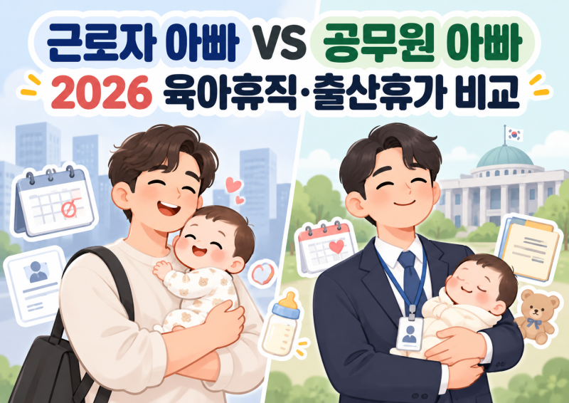 근로자 아빠 VS 공무원 아빠｜2026 육아휴직·출산휴가 비교