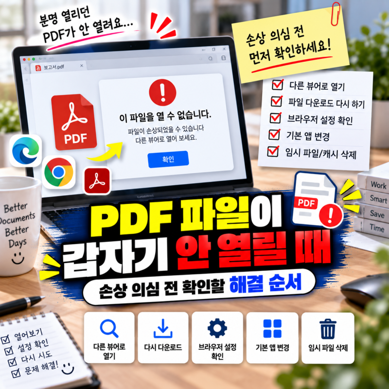 PDF 파일이 갑자기 안 열릴 때｜손상 의심 전 확인할 해결 순서
