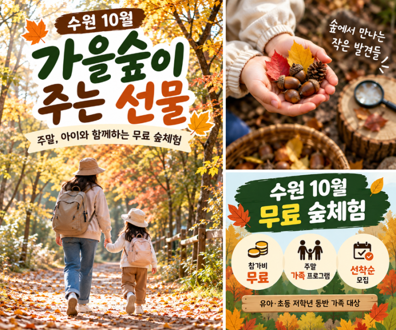 수원 10월 무료 숲체험, 주말 10가족만 받습니다