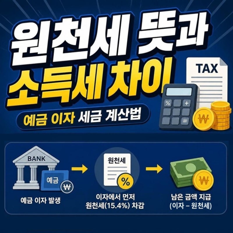 원천세 뜻과 소득세 차이, 예금 이자 세금 계산법