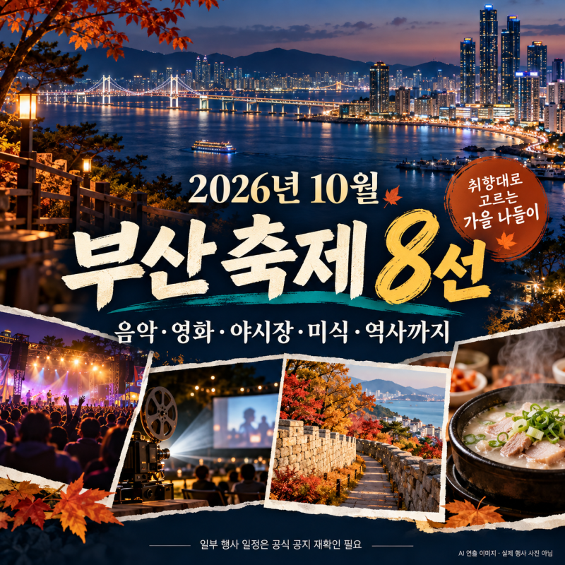 몰랐다면 손해｜2026년 10월 부산 축제 8곳 총정리 부산 가볼만한 곳