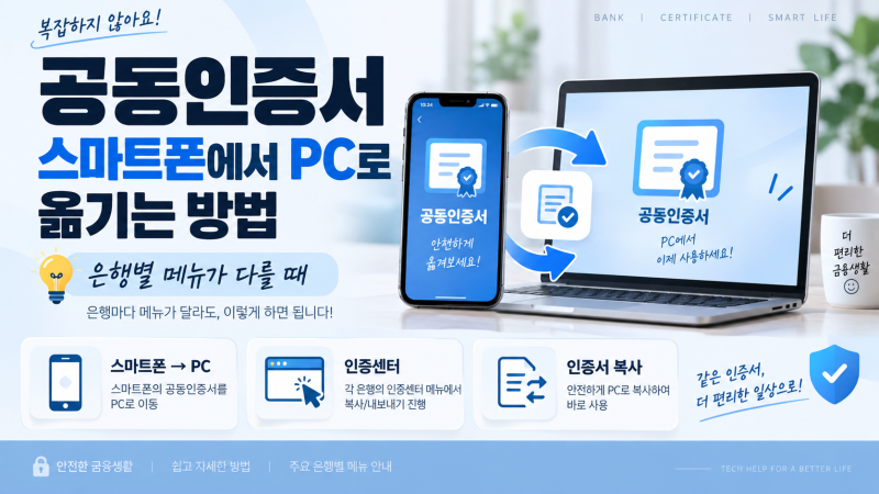 공동인증서 스마트폰에서 PC로 옮기는 방법｜은행별 메뉴가 다를 때