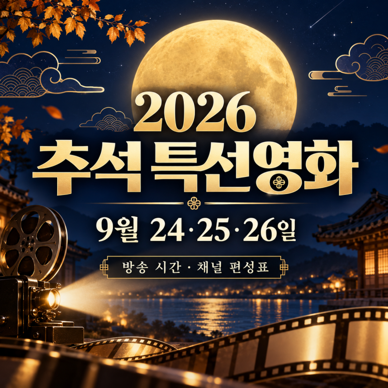 2026 추석 특선영화 편성표｜9월 24·25·26일 날짜별 방송 시간과 채널