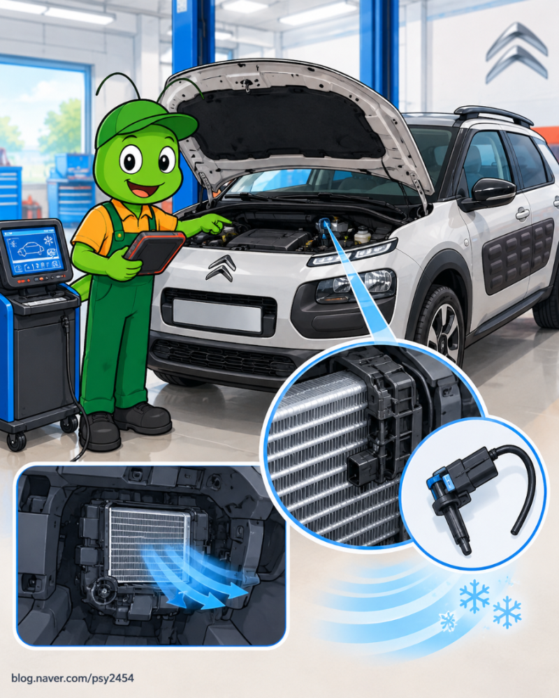 시트로엥 C4 Cactus 1.6 BlueHDi 에어컨 작동 불량｜에바포레이터 핀 써모 센서 교환