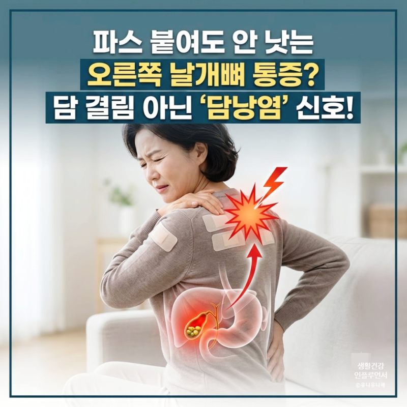 오른쪽 어깨 등날개뼈 통증 원인, 단순 결림 아닌 담낭염 증상?