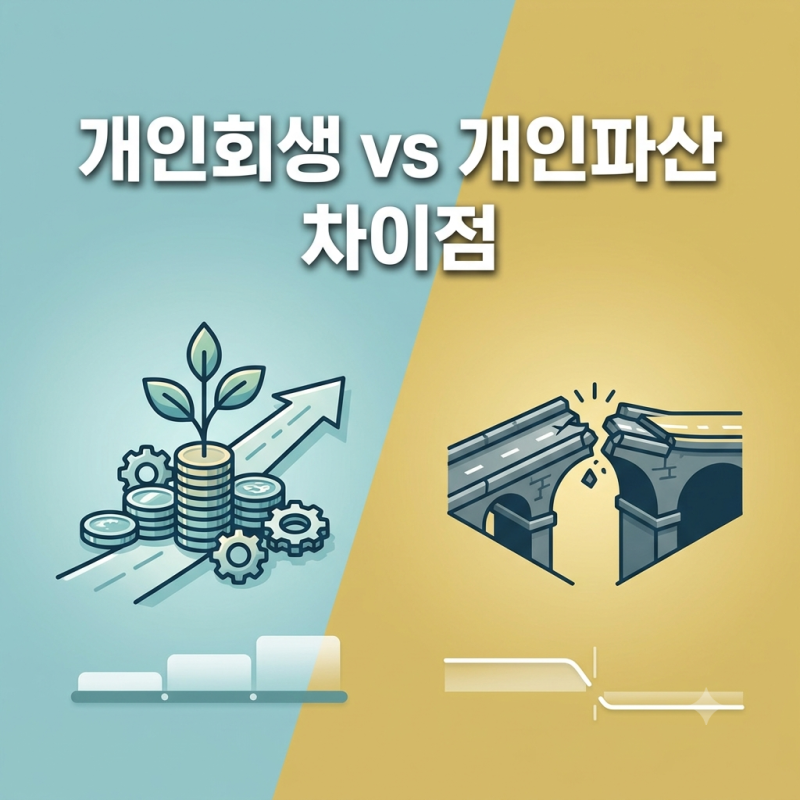 개인회생 vs 개인파산 차이점 총정리 (자격조건·비용·불이익 비교)