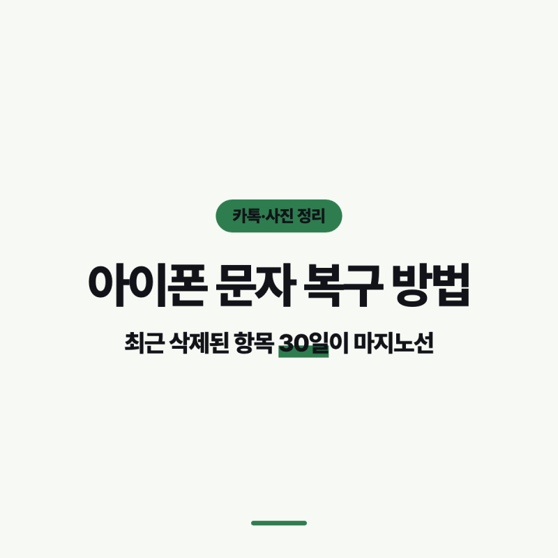 아이폰 문자 복구 방법, 최근 삭제된 항목 30일이 마지노선