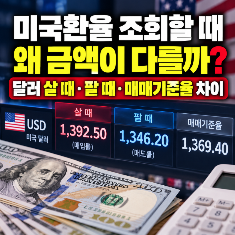 미국환율 조회할 때 왜 금액이 다를까..달러 살 때·팔 때·매매기준율 차이