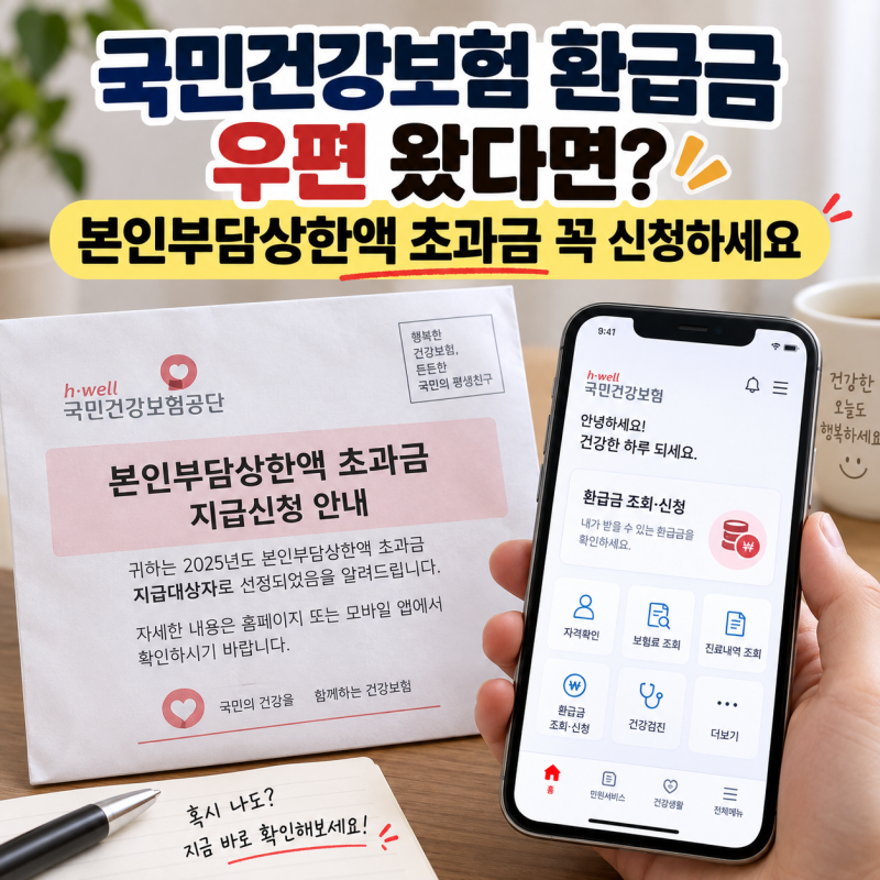 국민건강보험 환급금 우편 왔다면? 본인부담상한액 초과금 꼭 신청하세요