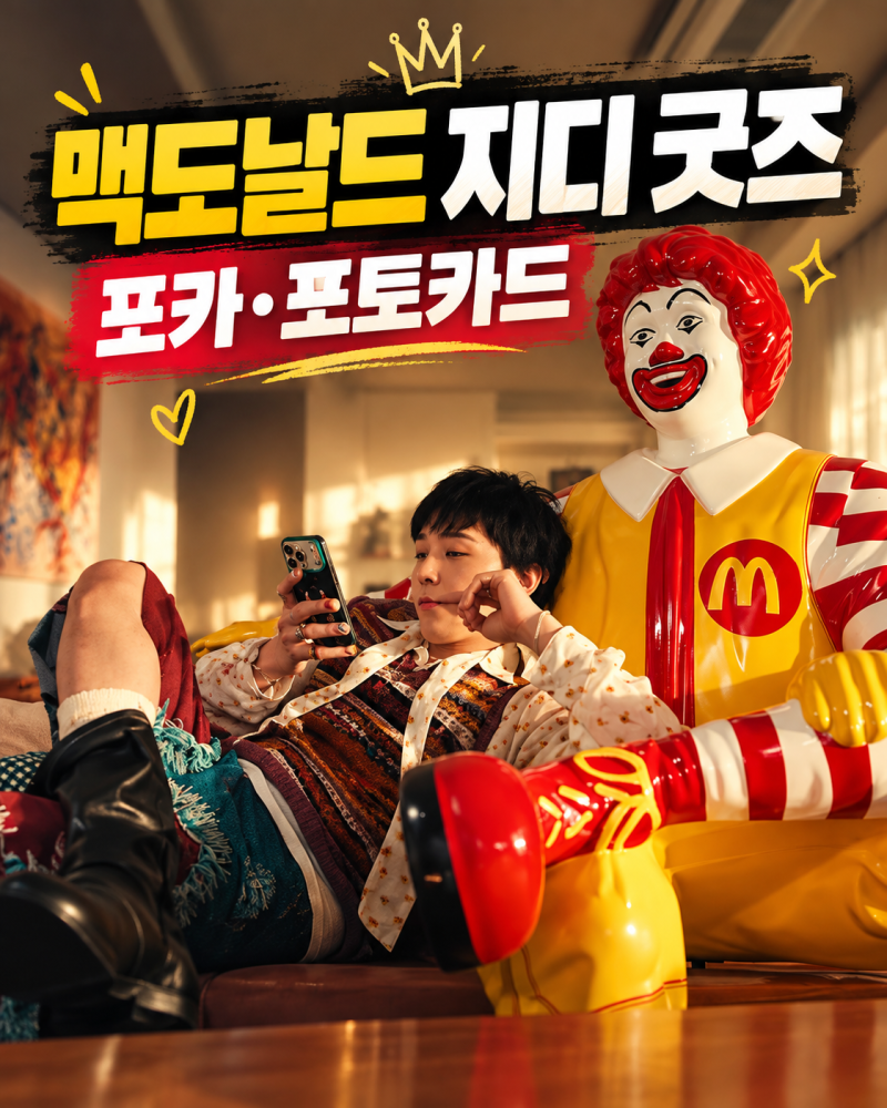 맥도날드 맥날 지드래곤 지디 굿즈 출시일 정보 피스마이너스원 고추장 버터 포카 얻는법
