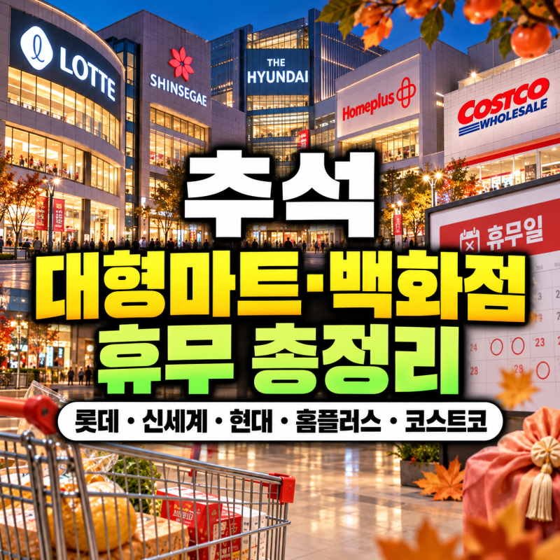 추석 대형마트, 백화점 휴무 총정리｜롯데·신세계·현대·홈플러스·코스트코