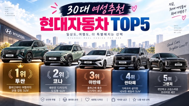 30대 여성 현대 자동차 추천 TOP5