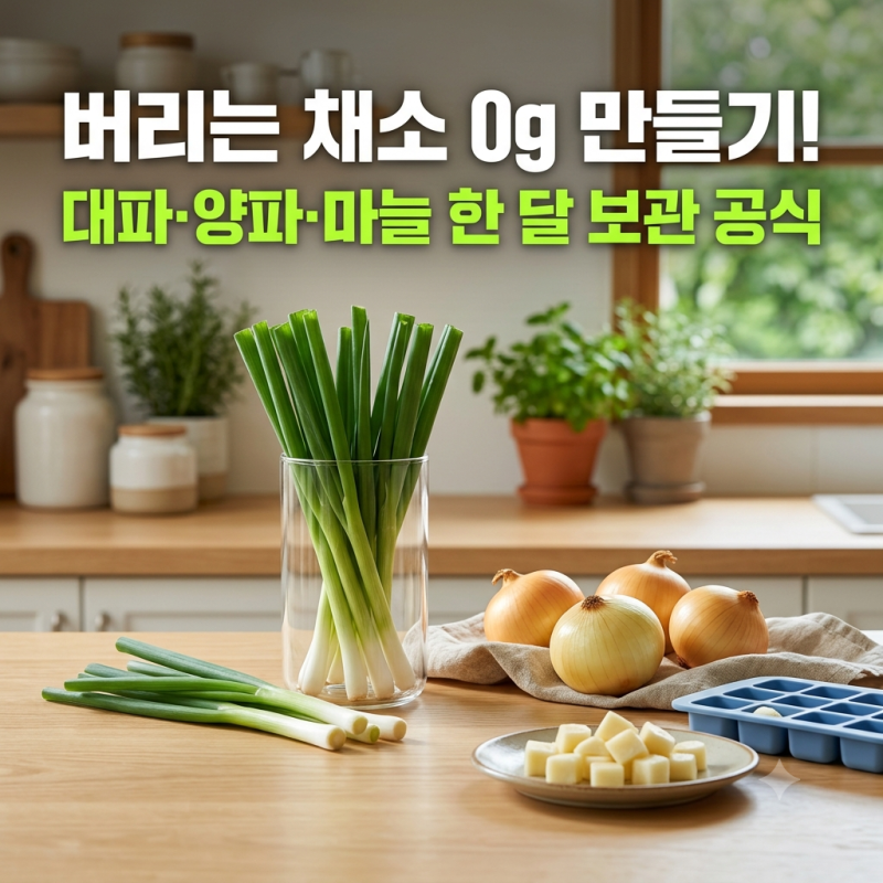 대파 양파 다진마늘 보관법 한 달 내내 무르지 않는 채소 소분 냉동 꿀팁