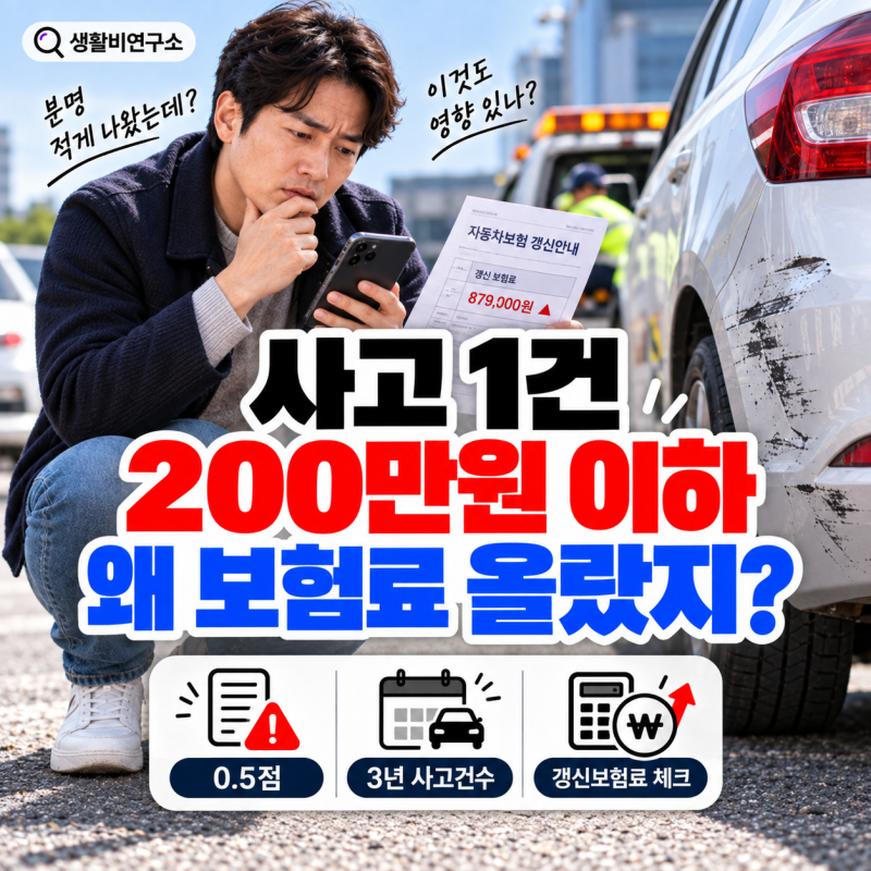 자동차보험 사고 1건, 200만원 이하인데 왜 보험료 올랐을까? 0.5점·3년 사고건수 총정리