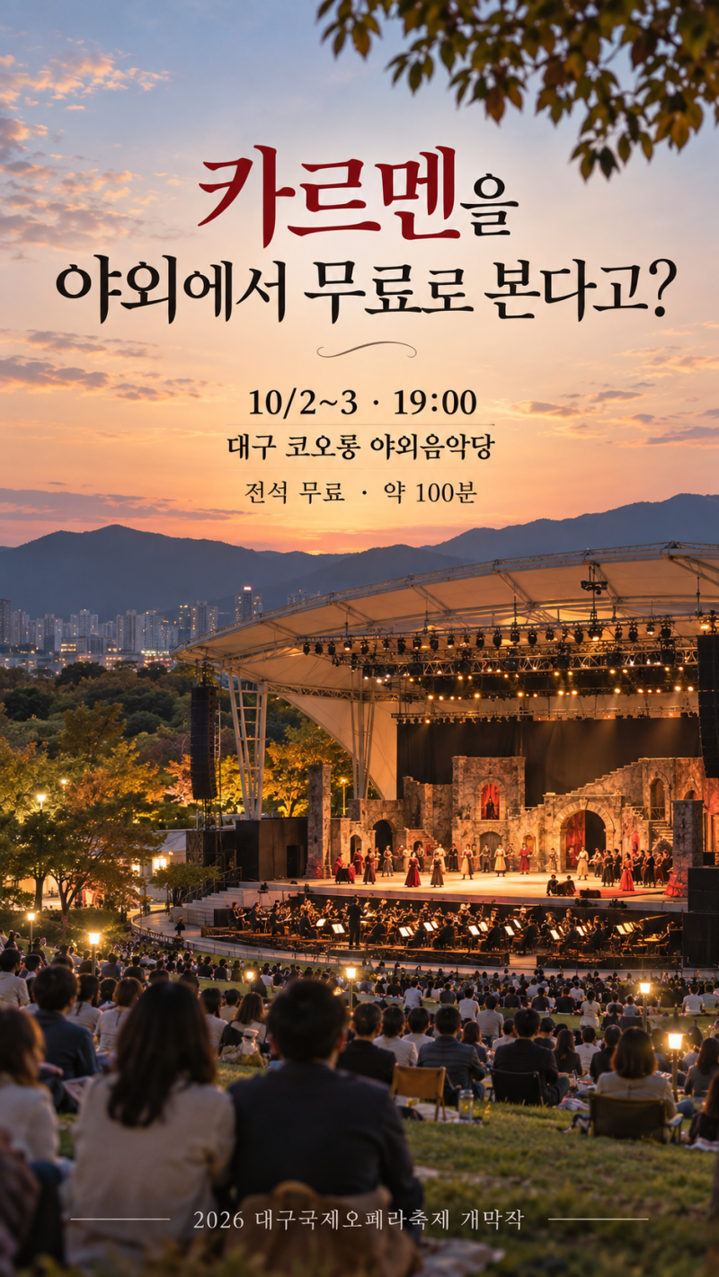 2026 대구 카르멘 무료공연｜코오롱 야외음악당 예매·잔디관람·교통 총정리