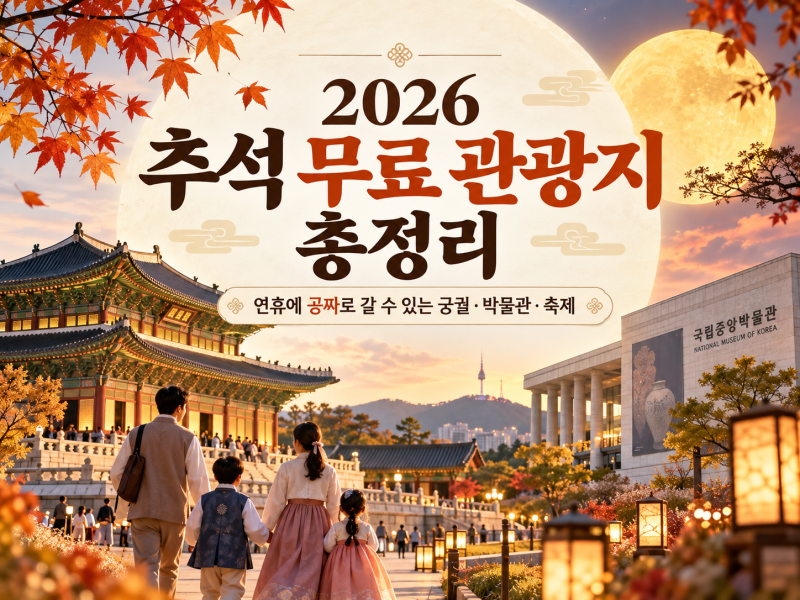 2026 추석 무료 관광지 총정리｜연휴에 공짜로 갈 수 있는 궁궐·박물관·축제
