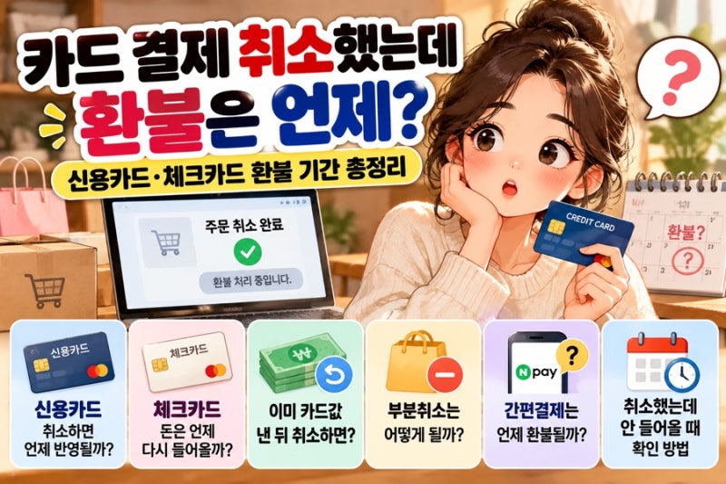 카드 결제 취소했는데 환불은 언제? | 신용카드·체크카드 환불 기간 총정리