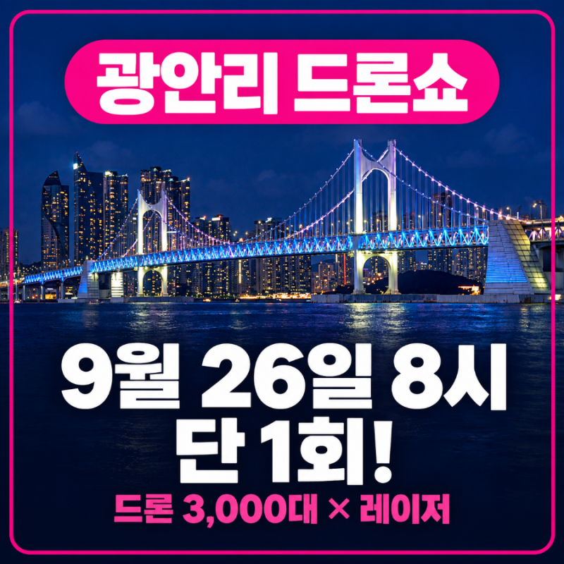 2026 광안리 드론쇼 9월 26일 시간｜3,000대 드론·레이저, 교통통제까지