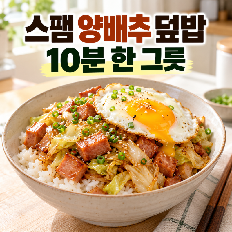 "스팸 양배추 덮밥 레시피" 양배추 한 통 순삭하는 10분 한 그릇 요리